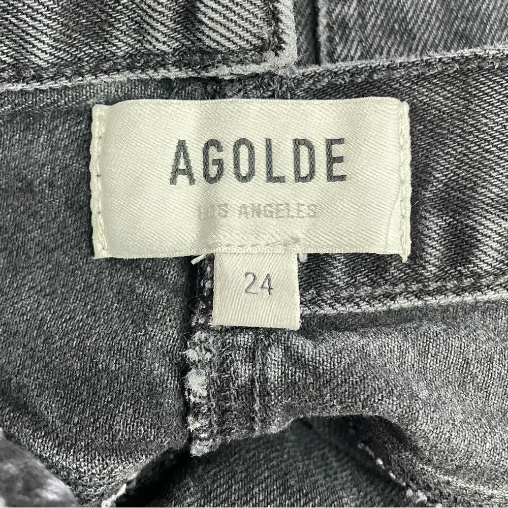 Agolde Criss Cross Straight Jeans in Shambles Black Wash Raw Hem Women’s Size 24 - Picture 11 of 16